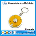 custom logo plastic cheap round shape LED keychain for promotion